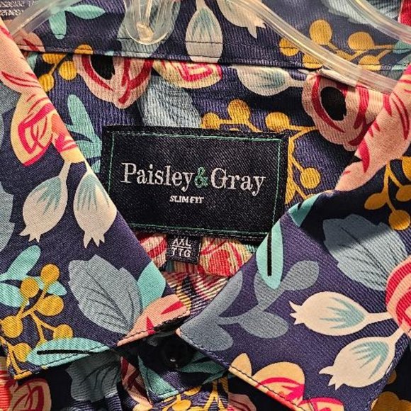 PAISLEY & GRAY Long Sleeve Rose & Rust Floral Shirt - Slim Fit XXL - Picture 3 of 4